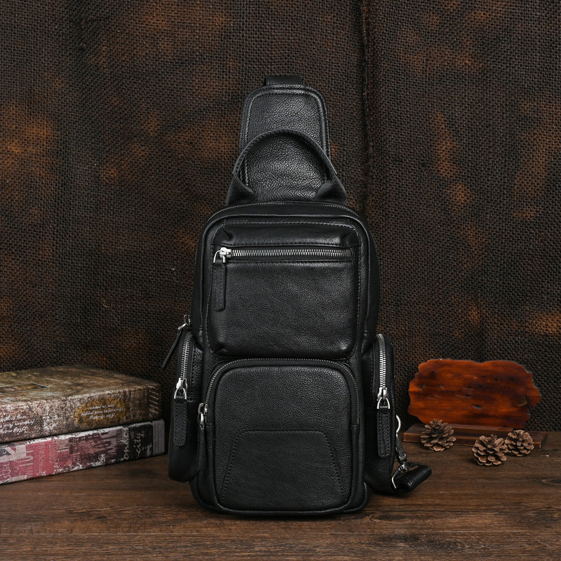 Men's Bust Bag Genuine Cowhide Leather Retro Casual Men's Crossbody Bag Travel Bag 
