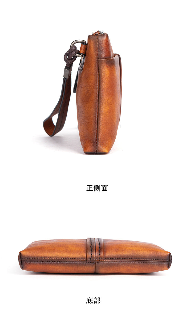 Men's Clutch Bag Genuine Cowhide Leather Retro Casual Men Bag 