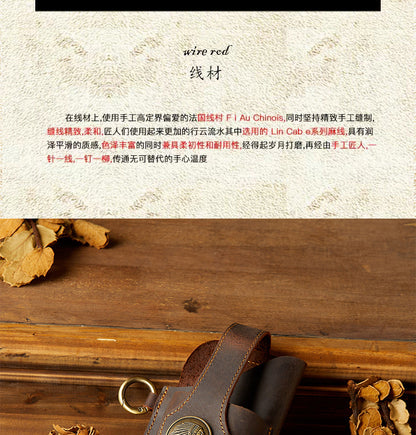 Men's Waist Pouch Mobile Phone Bag Keychain Handmade Cowhide Crazy Horse Belt Bag Mobile Phone Leather Cover Mini Bags for Men 