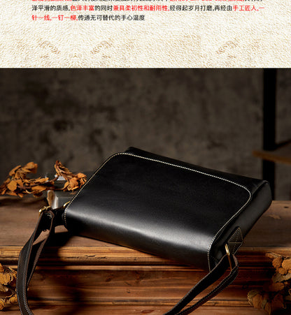 Men's Shoulder Bag Original Handmade Genuine Cowhide Leather Casual Messenger Bag Crossbody Bag 