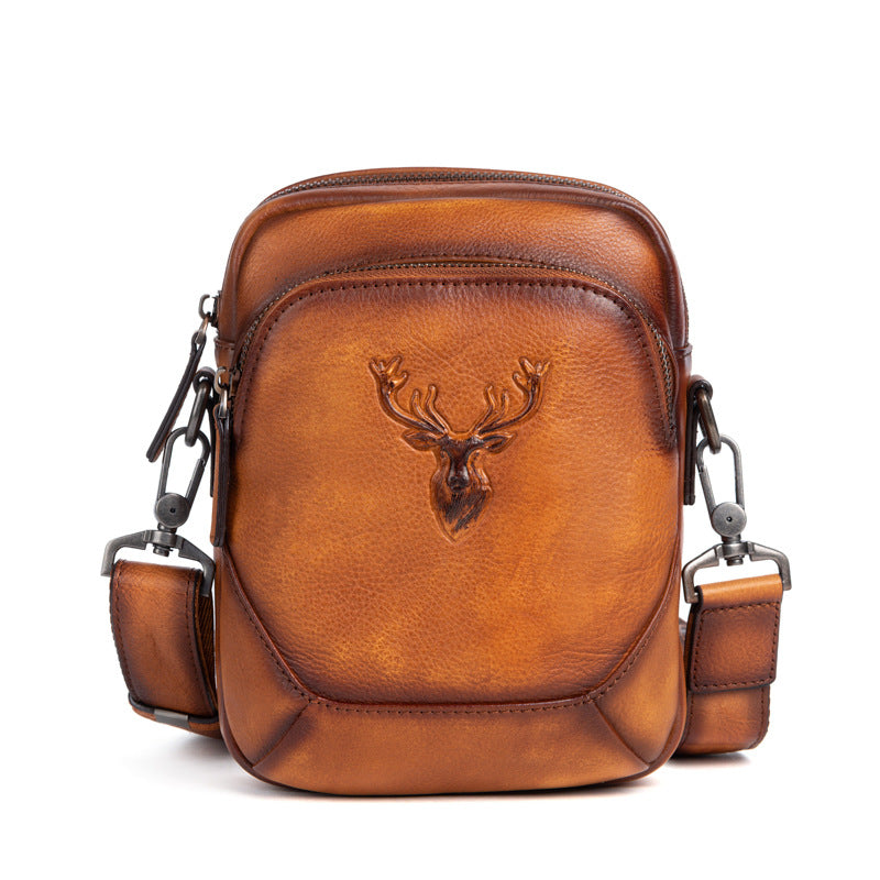 Men's Bust Bag Versatile Cowhide Genuine Leather Retro Casual Crossbody Bag for Men 