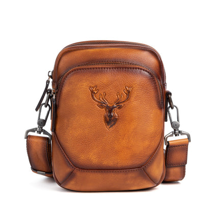 Men's Bust Bag Versatile Cowhide Genuine Leather Retro Casual Crossbody Bag for Men 