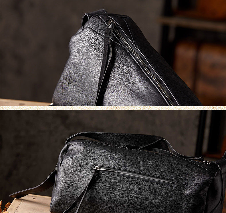 Men's Shoulder Bag Made of Genuine Cowskin Leather Handmade Retro Casual Fashion Large Capacity Crossbody Bag for Men 