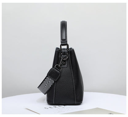 Genuine leather fashion bucket bag handbag simple crossbody bag broadband trend shoulder bag.Pochette