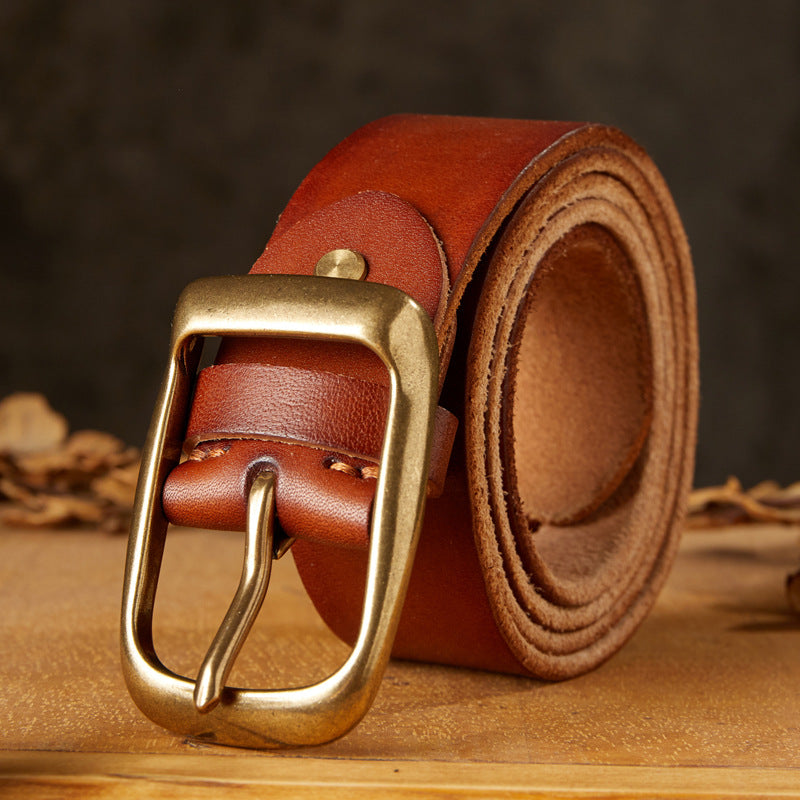 Men's Belt Handmade Genuine Cowhide Leather Needle Buckle Casual Vintage Unique Men's Belt 