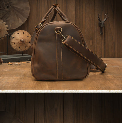 Men's Travel Bag Large Capacity Cowhide Crazy Horse Handmade Retro Crossbody Bag Fashion Luggage Bag for Men 