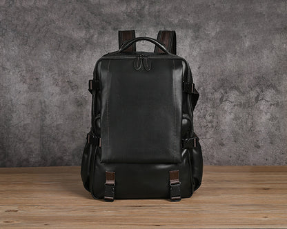 Men's backpack cowhide genuine leather retro casual business travel bag for men computer bag 