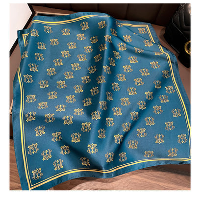 Silk Scarf Fashionable Women's Elegant Scarf Letter Maternity Print Pattern Silk Neckerchief