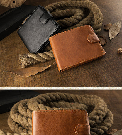 Men's Short Wallet Original Korean Fashion Bifold Soft Leather Multifunctional Driving License Men's Wallet 