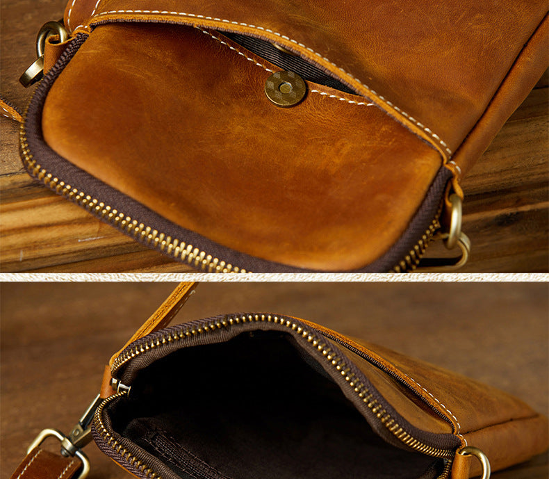 Men's Shoulder Bag Original Crazy Horse Cow Leather Retro Unique Men's Crossbody Bag 