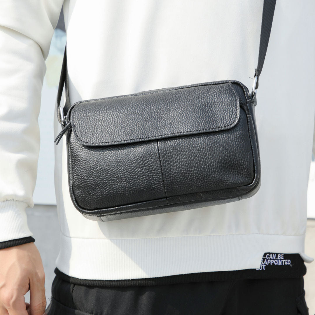 Men's Shoulder Bag Genuine Cowhide Leather Retro Casual Men's Crossbody Bag Messenger Bag 