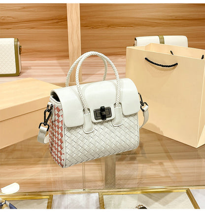 Genuine leather women's bag sheep leather woven bag fashionable casual shoulder bag handbag.bag