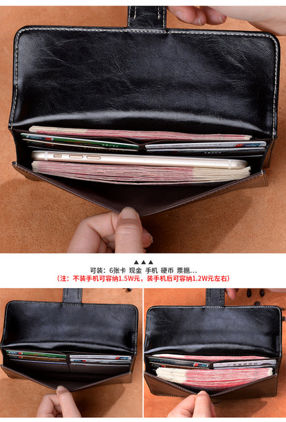 Ladies wallet large capacity clutch bag casual wallet retro simple long wallet