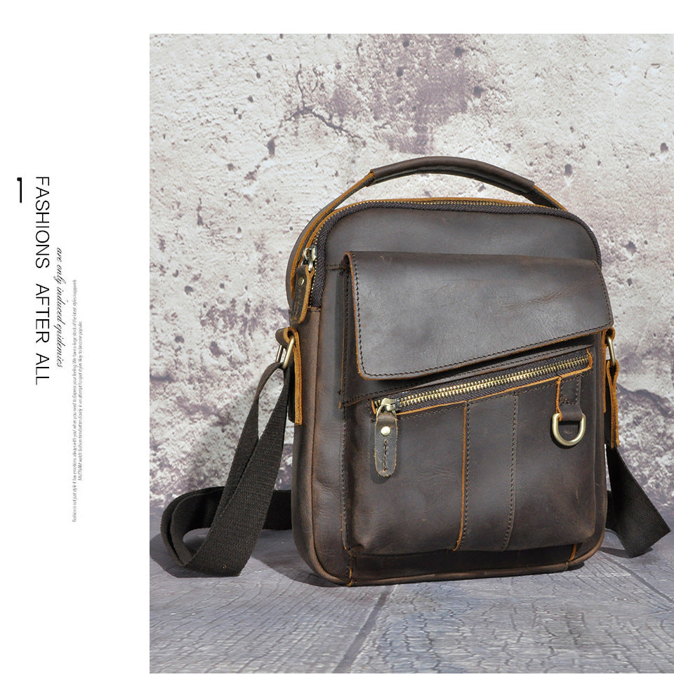 Men's Crossbody Bag Cowhide Genuine Leather Retro Travel Outdoor Men Shoulder Bag 