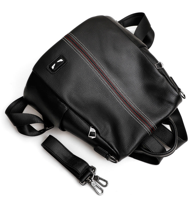 Genuine Leather Women's Bag Fashion Casual Cowhide Boston Bag Retro Large Capacity Rucksack