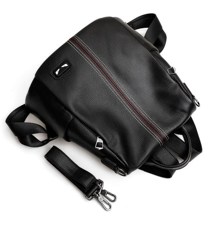 Genuine Leather Women's Bag Fashion Casual Cowhide Boston Bag Retro Large Capacity Rucksack