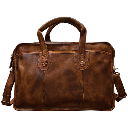 Men's handbag briefcase handmade cowhide retro travel bag crossbody shoulder bag computer bag handbag 