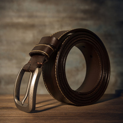 Men's Belt Handmade Genuine Cowhide Leather Large Size Fat 150cm Extra Long Casual Fashion Belt for Men 