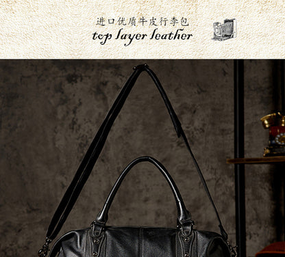 Men's travel bag, handmade genuine cowhide leather, large capacity handbag, business trip, short distance, luggage bag, men's shoulder bag, crossbody bag 
