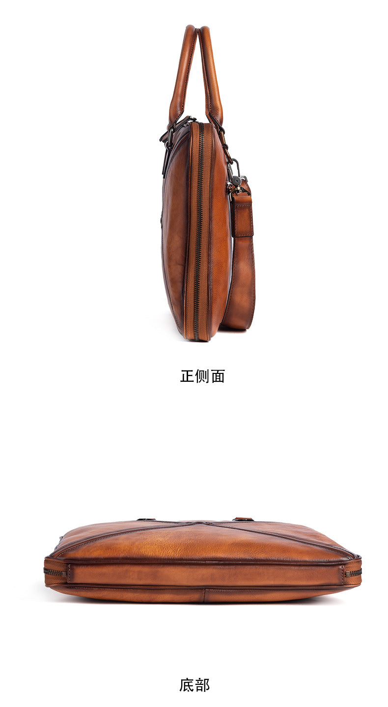 Men's Briefcase Genuine Leather Cowhide Retro Casual Men Handbag 