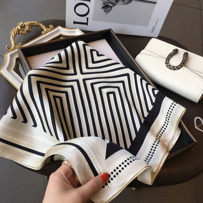 Silk Scarf Fashion Striped Print Pattern Scarf Neckerchief