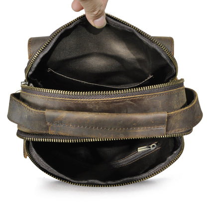 Men's Shoulder Bag Genuine Cowhide Leather Retro Travel Outdoor Men's Crossbody Bag