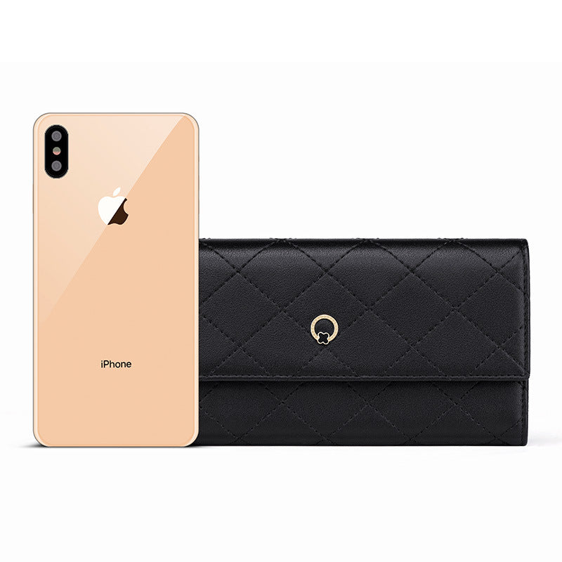 Ladies wallet cowhide plaid multifunctional long wallet clutch bag large capacity mobile bag elegant wallet