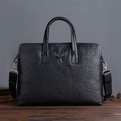 Men's Briefcase Genuine Cowhide Leather Simple Fashion Retro Casual Bag Computer Bag for Men 