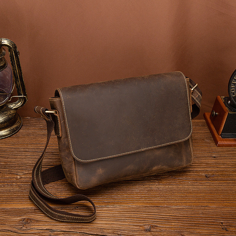Men's shoulder bag Genuine cowhide leather retro crossbody bag for men 