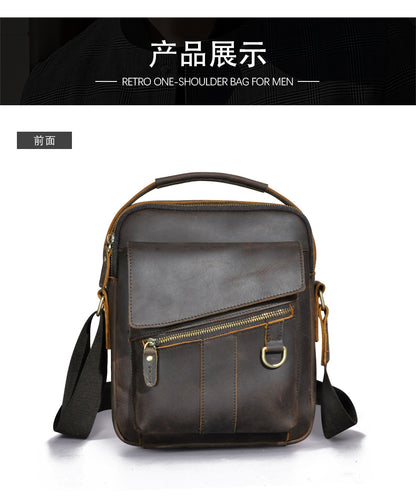 Men's Crossbody Bag Cowhide Genuine Leather Retro Travel Outdoor Men Shoulder Bag 