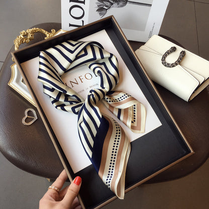 Silk Scarf Fashion Striped Print Pattern Scarf Neckerchief