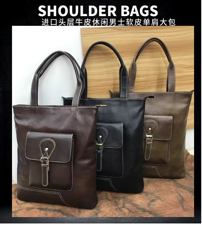 Men's Shoulder Bag Handbag Cowhide Genuine Leather Korean Fashion Casual Crossbody Bag for Men 