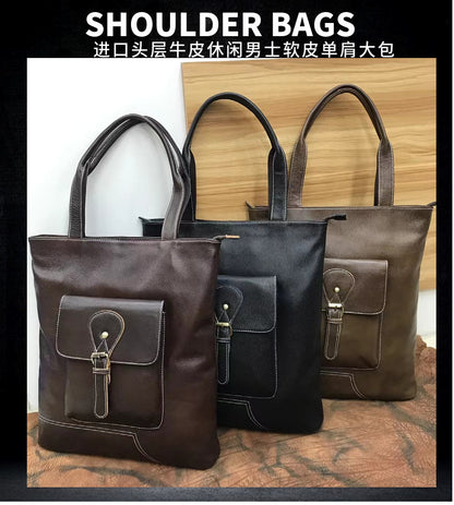 Men's Shoulder Bag Handbag Cowhide Genuine Leather Korean Fashion Casual Crossbody Bag for Men 