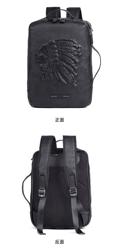 Men's backpack cowhide genuine leather retro fashion computer bag men's casual travel bag 