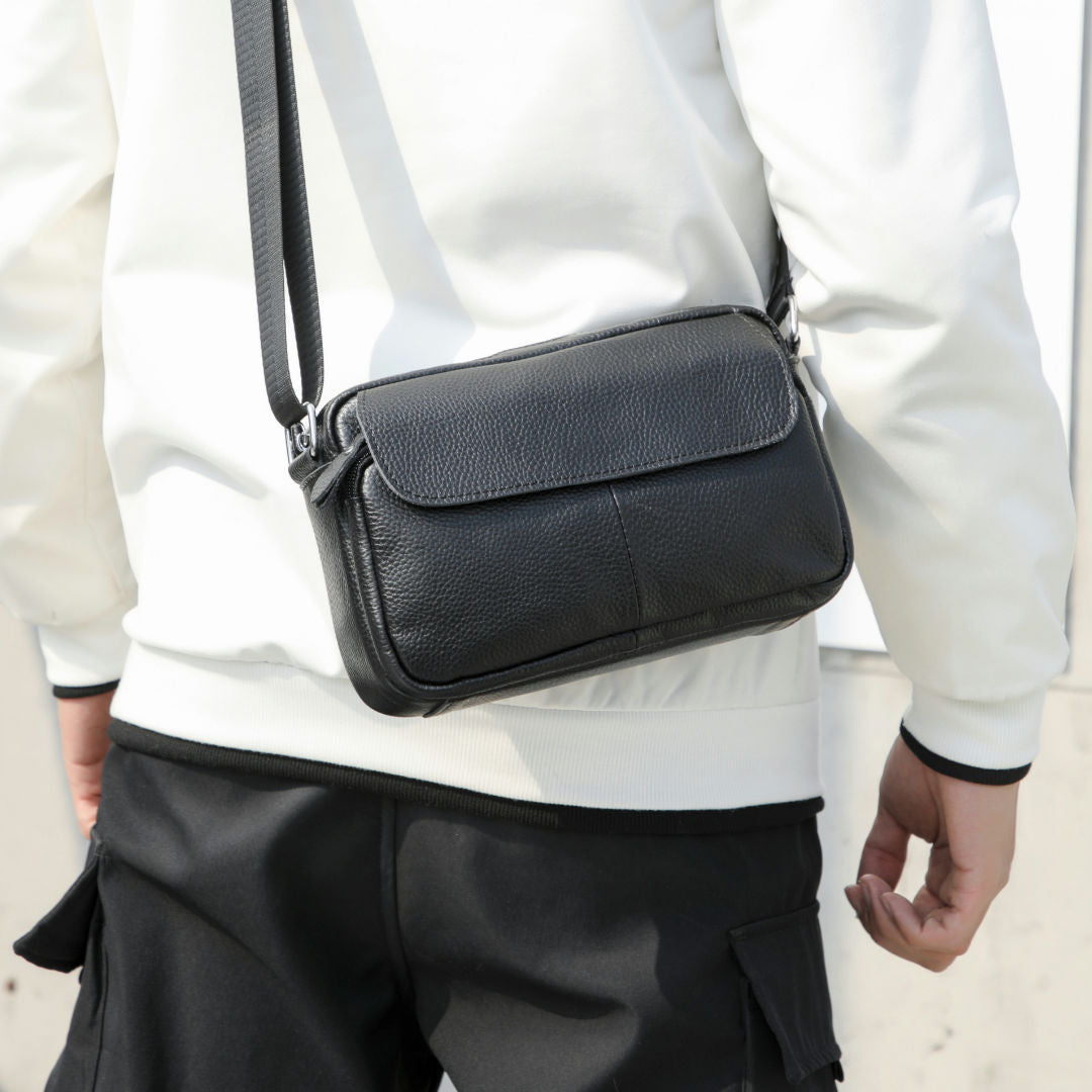 Men's Shoulder Bag Genuine Cowhide Leather Retro Casual Men's Crossbody Bag Messenger Bag 