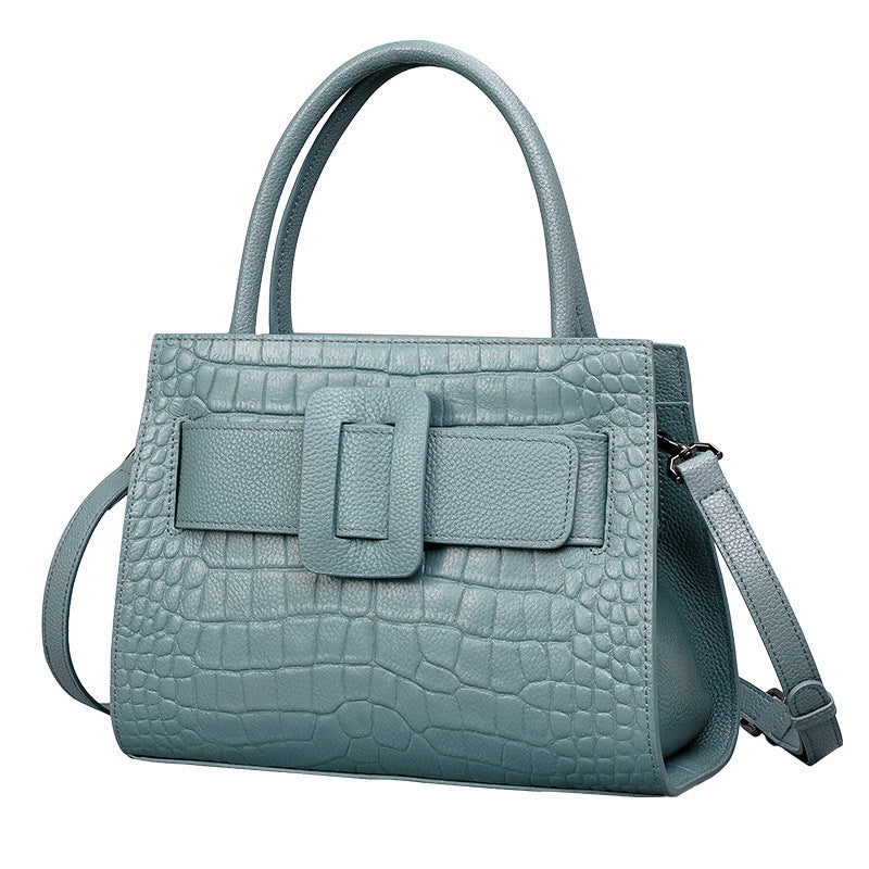 Genuine leather women's bag Crocodile pattern handle bag Shoulder bag Fashion Commuter cowhide handbag that goes with anything. Bag