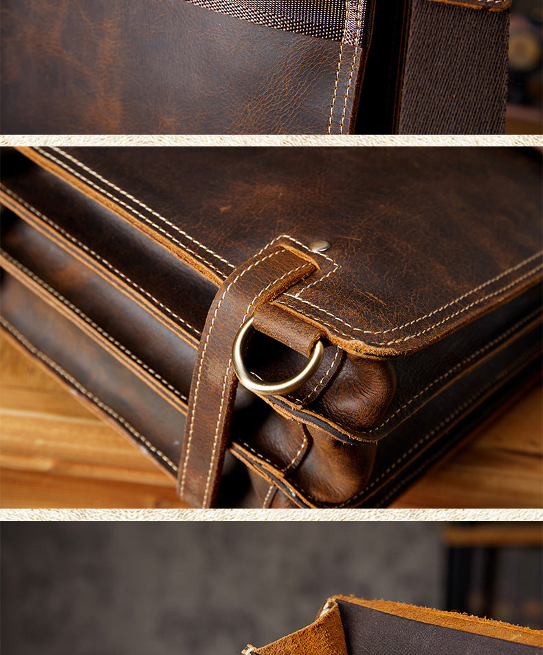 Men's Backpack Handcrafted Genuine Cowhide Leather Retro Multifunctional Casual Crossbody Bag Handbag Handbag for Men 