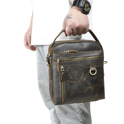 Men's Shoulder Bag Genuine Cowhide Leather Retro Travel Outdoor Men's Crossbody Bag