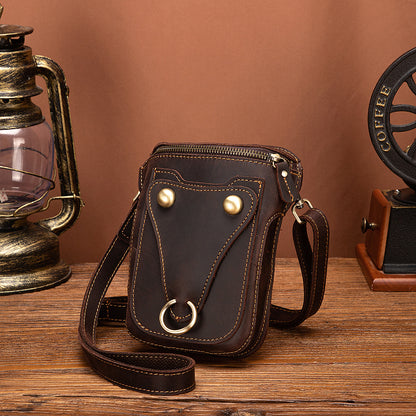 Men's Shoulder Bag Cowhide Genuine Leather Retro Fashion Casual Men's Crossbody Bag 