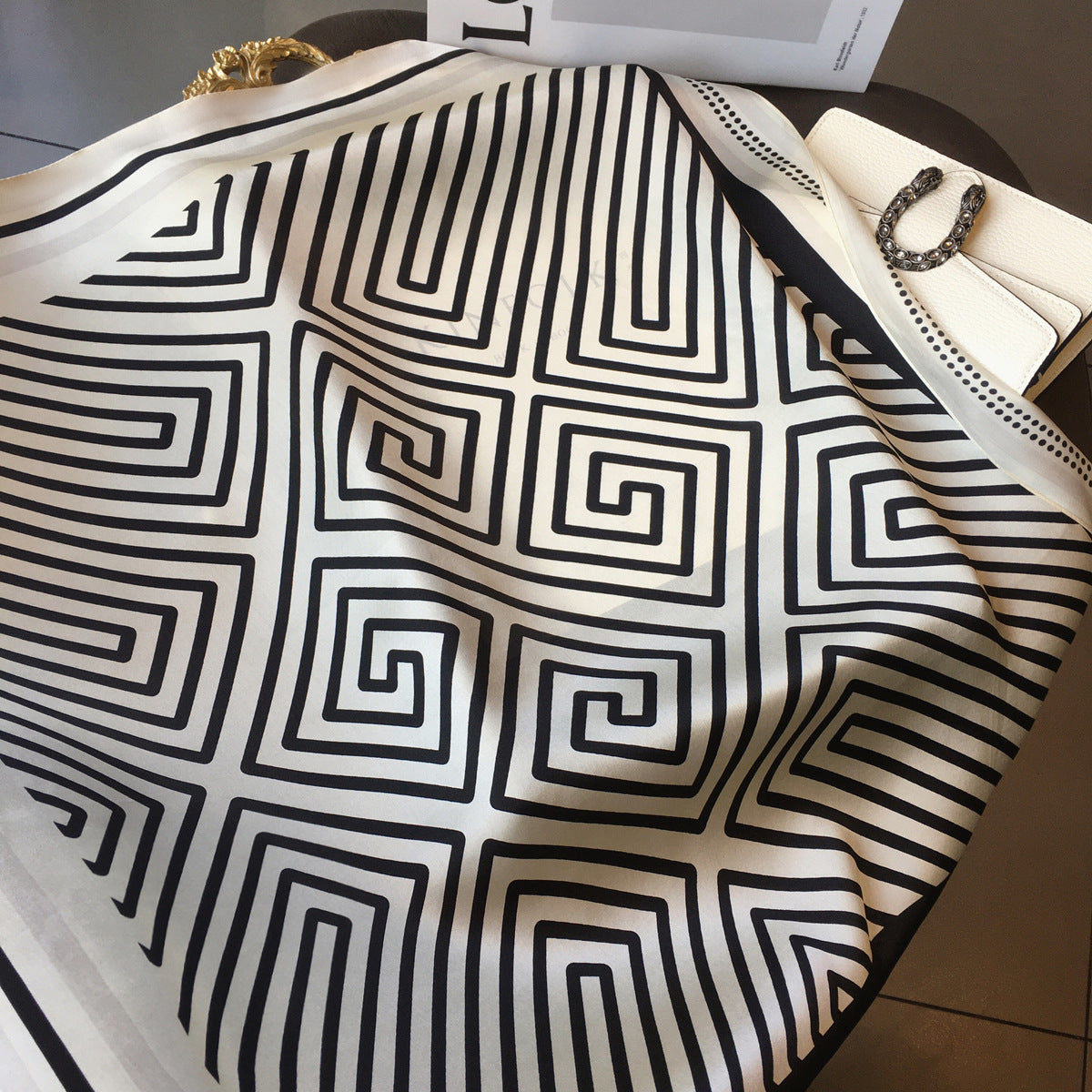 Silk Scarf Fashion Striped Print Pattern Scarf Neckerchief