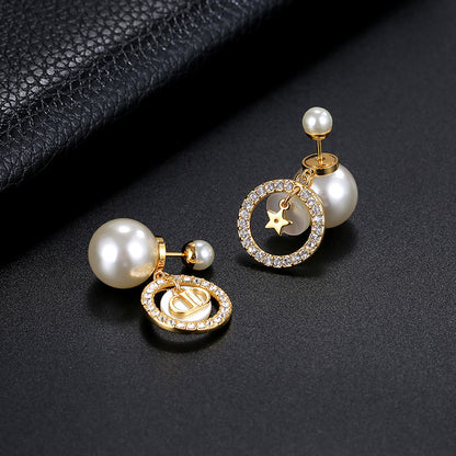 Earrings Large and Small Pearl Seashell Cubic Chassis Earrings That Disdain Luxury 