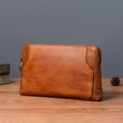 Men's Clutch Bag Genuine Cowhide Leather Retro Casual Men's Bag 