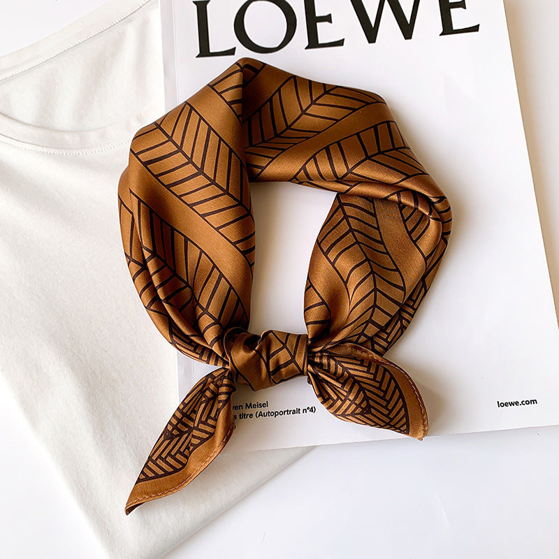 Silk scarf elegant temperament small scarf high quality geometric pattern decorative scarf ladies