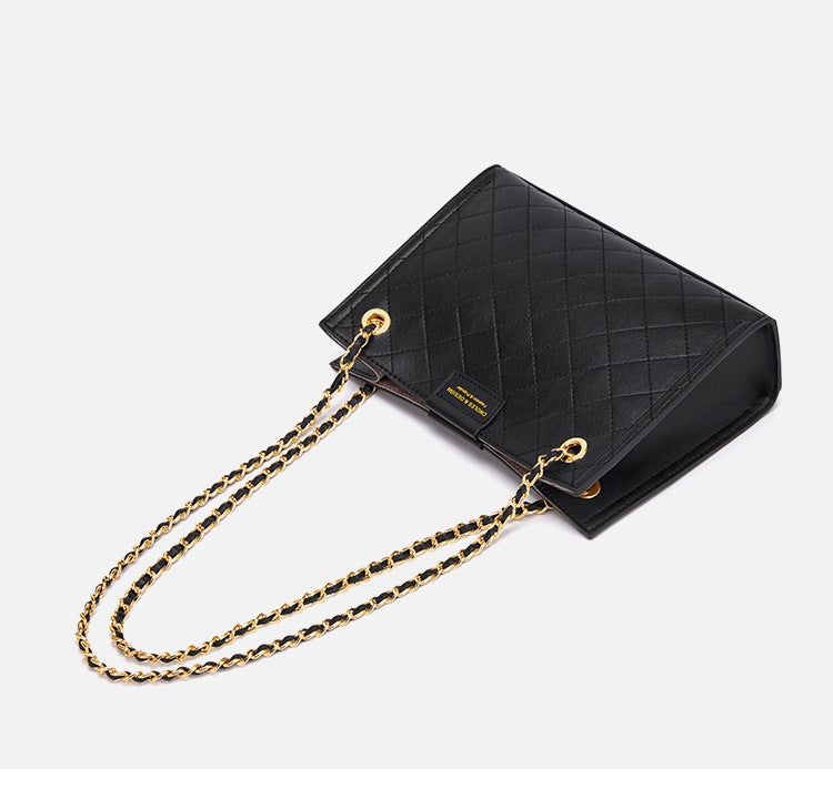 Women's Bag Cowhide Large Capacity Plaid Tote Bag Chain Bag Armpit Bag Shoulder Bag. Pochette
