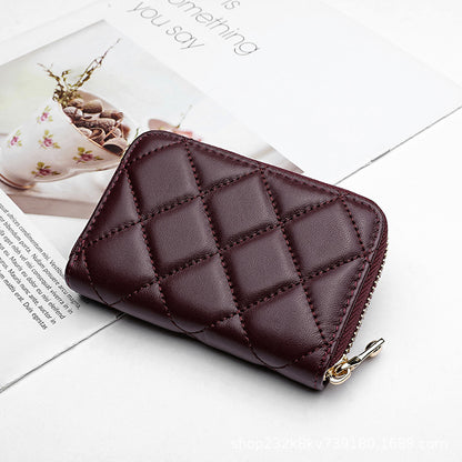 Ladies Short Wallet Women Multifunctional Folding Women's Wallet Check Simple Sheep Leather Coin Purse Ladies Wallet