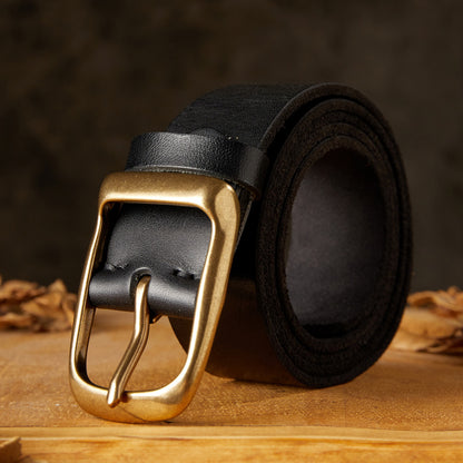 Men's Belt Handmade Genuine Cowhide Leather Needle Buckle Casual Vintage Unique Men's Belt 