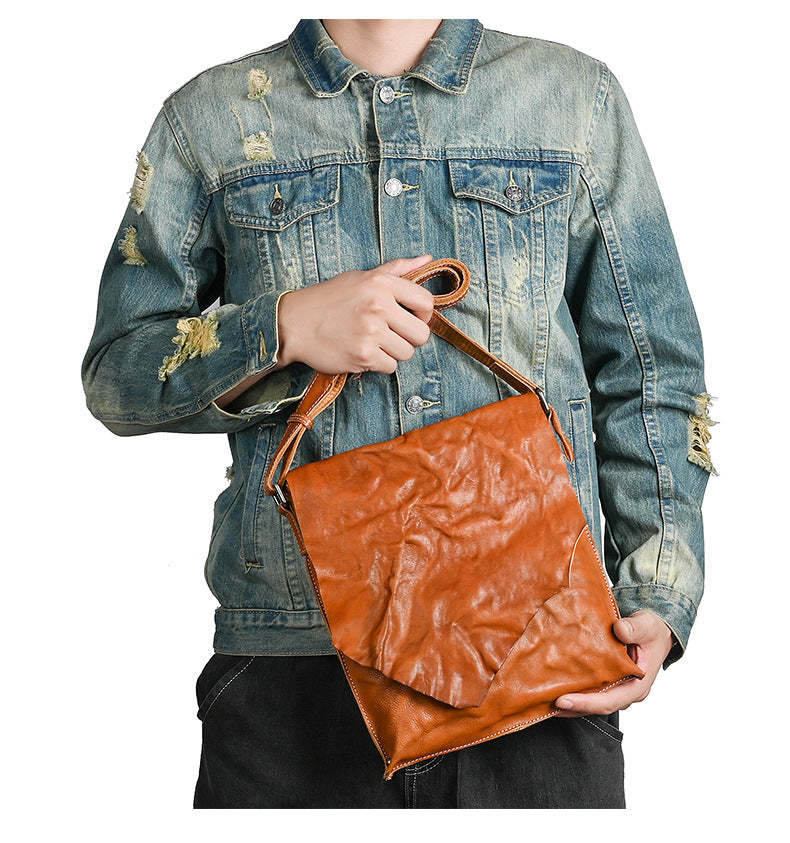 Men's Shoulder Bag Genuine Cowhide Leather Fashion Crossbody Bag for Men 