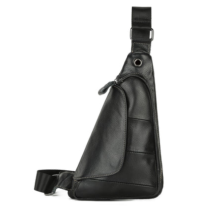 Men's Bust Bag Genuine Cowhide Leather Fashion Casual Retro Multifunctional Crossbody Bag for Men 