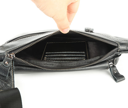 Men's Bust Bag Genuine Cowhide Leather Fashion Casual Retro Multifunctional Crossbody Bag for Men 