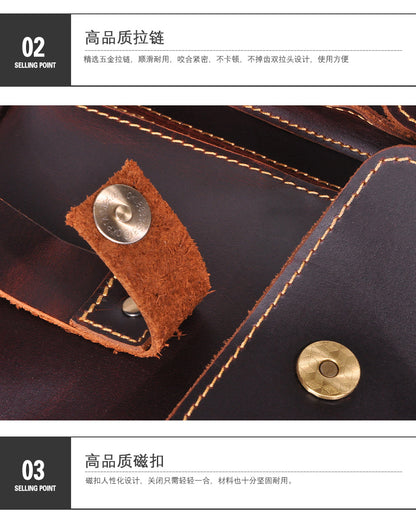 Men's Handbag Briefcase Cowhide Genuine Leather Retro Business Men Computer Bag 